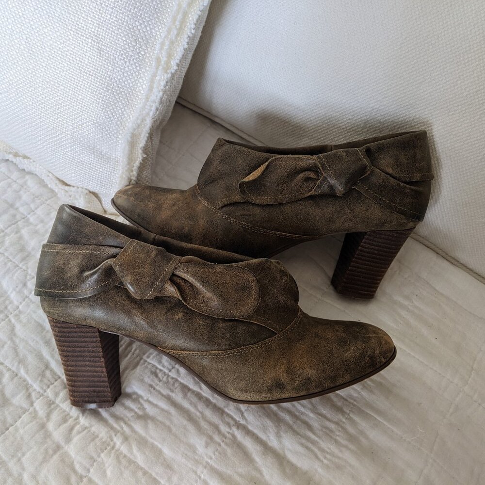 Anthropologie Pink Studio Toby Distressed Leather Bootie Size 10